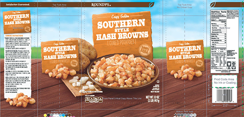 One of the labels for hash browns recalled for golf ball material contamination. Source: US FDA.