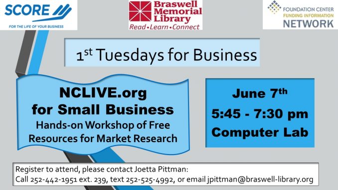 Braswell Memorial Library 1st Tuesday in June 2016.