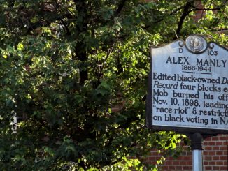 Alex Manly historical marker. Source: Christopher Everett.