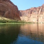 The US Bureau of Reclamation estimates annual natural upper Colorado River flow based on data recorded from streamgages at Lees Ferry. At that location, Colorado River streamflow reflects water that has drained from the upper basin, which includes Colorado, Wyoming, Utah, and New Mexico. Credit: US Geological Survey.