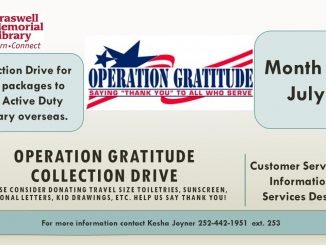Operation Gratitude Collection Drive flyer. Source: Braswell Memorial Library
