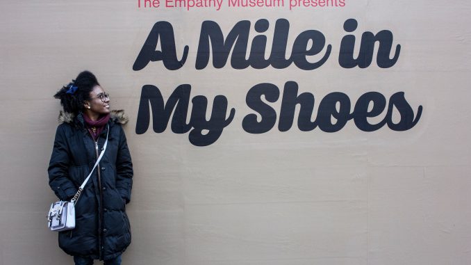 Empathy Museum exhibit, A Mile in My Shoes, will be in Denver, Colorado August 2019. Courtesy of the Biennial of the Americas.