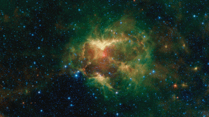 Image from NASA's Spitzer Space telescope of the "Jack-o'-lantern Nebula." Source: NASA/JPL-Caltech