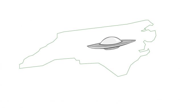 The Grey Area News' UFO with North Carolina outline