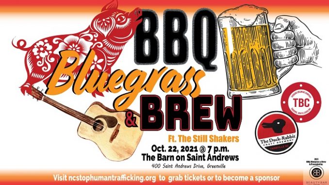 BBQ, Bluegrass and Brew 2021 event flyer NC Stop Human Trafficking 2
