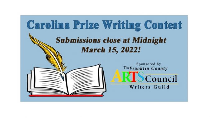 Carolina Prize contest deadline is March 15, 2022. Source: Kim Beall, FCAC Writers Guild